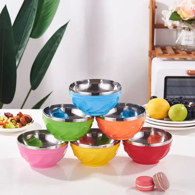 Candy Color Stainless Steel Bowl, Double Layer Creative Noodle Bowl Soup Bowl, Children Dinnerware Heat Insulation Rice Bowl, Stainless Steel Food Salad Container, Kitchen Utensils, Anti-scalding Kids Rice, Soup, Noodles, Salad Bowl Candy Color Stainless Steel Bowl, Double Layer Creative Noodle Bowl Soup Bowl, Children Dinnerware Heat Insulation Rice Bowl, Stainless Steel Food Salad Container, Kitchen Utensils, Anti-scalding Kids Rice, Soup, Noodles, Salad Bowl